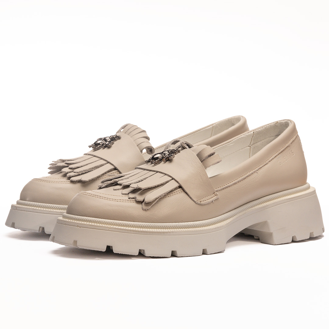 Mocasini dama, Glemis, piele naturala - Cod: 655, Culoare: Alb natur, Marime: 36