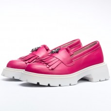 Mocasini dama, Glemis, piele naturala - Cod: 655, Culoare: Magenta, Talpa: Alba, Marime: 36