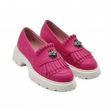 Mocasini dama, Glemis, piele naturala - Cod: 655, Culoare: Magenta, Talpa: Alba, Marime: 38