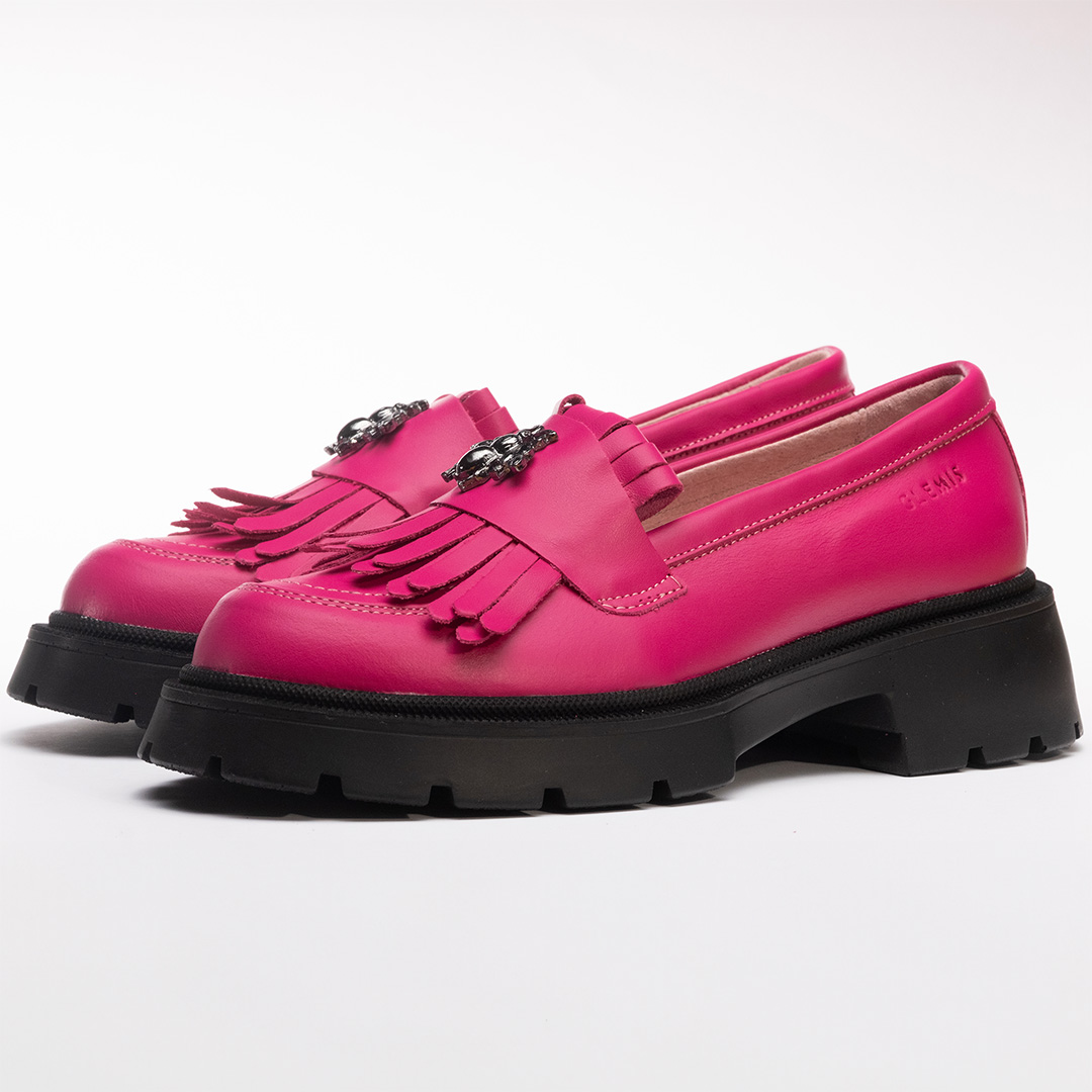 Mocasini dama, Glemis, piele naturala - Cod: 655, Culoare: Magenta, Talpa: Neagra, Marime: 37