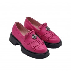 Mocasini dama, Glemis, piele naturala - Cod: 655, Culoare: Magenta, Talpa: Neagra, Marime: 38