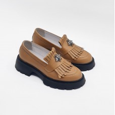 Mocasini dama, Glemis, piele naturala - Cod: 655, Culoare: Maro, Talpa: Neagra, Marime: 38