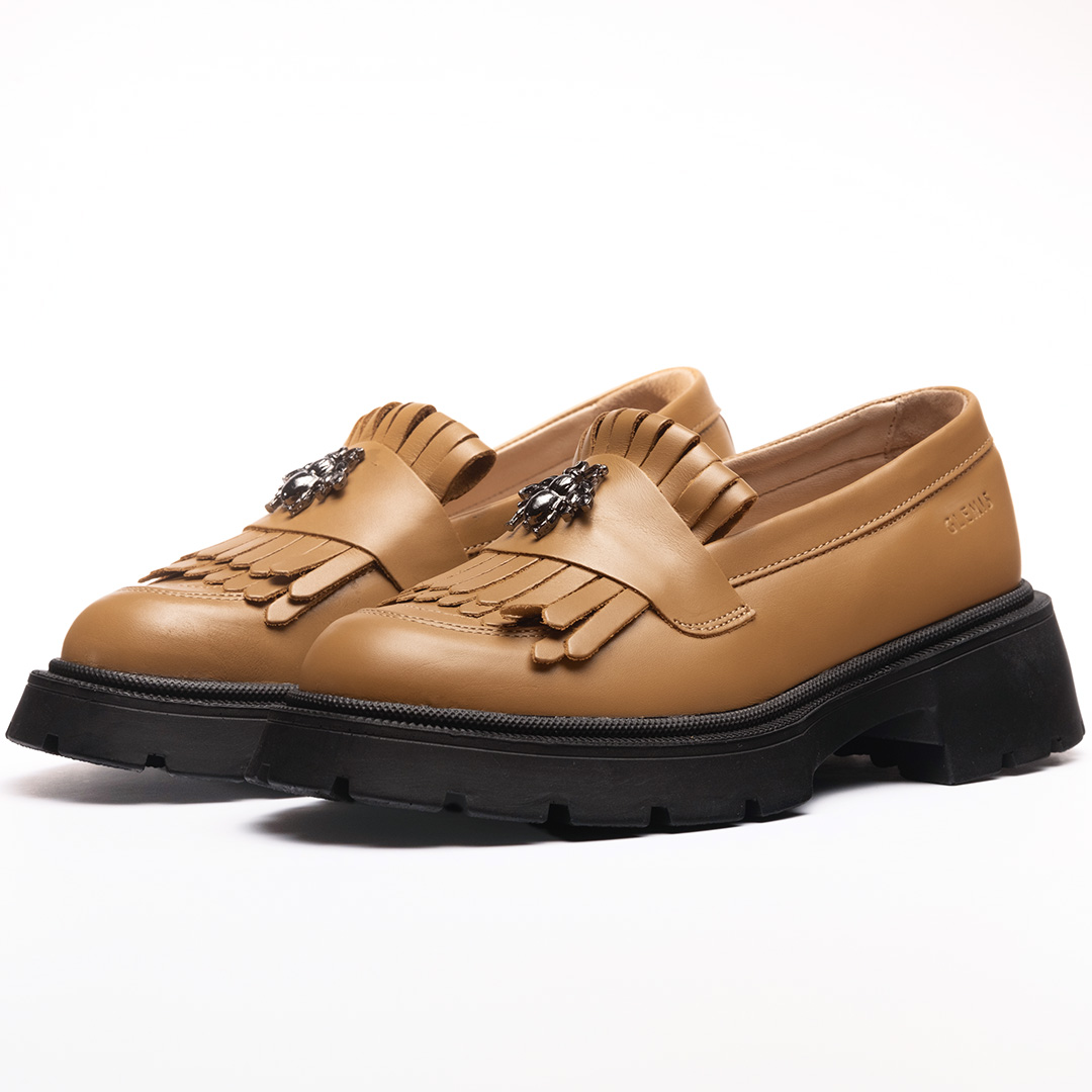 Mocasini dama, Glemis, piele naturala - Cod: 655, Culoare: Maro, Talpa: Neagra, Marime: 40